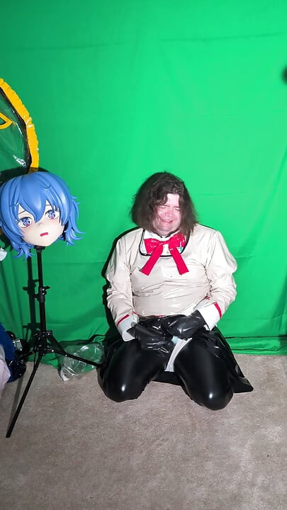 PVC Kigurumi Cosplayer Madoka Uniform Vibrator and Breathplay
