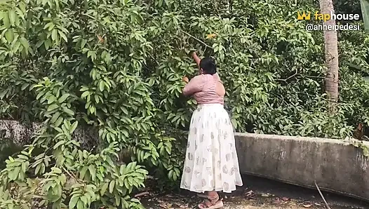 Naughty Nudist From India Relaxing Outdoor Naked, Eating Fresh Fruit and Enjoying It