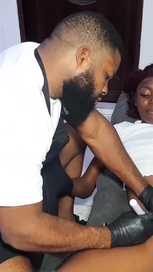 My Female Client Asked Me to Fuck Her with My Big Dick After Drawing Tattoo on Her Ass and Pussy Area | Clip 1
