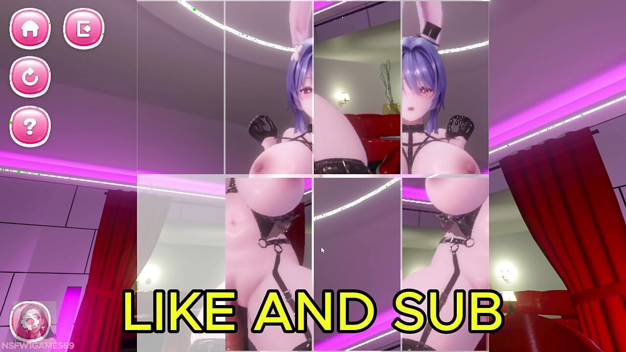 Bunny girl cavalgando enquanto resolve