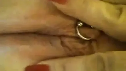 wife plays with pierced pussy till its wet