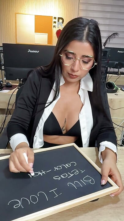 POV Teacher Gets Very Horny and Fucks with Her Dildo and Her Hitachi