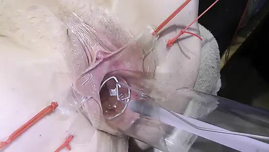 Jauh Menyebar Vagina Close-up Fucking Dengan Lampu 1000watt