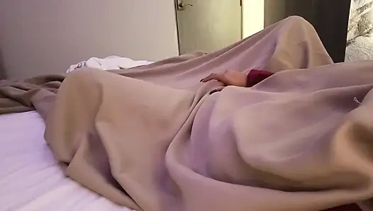 The dirty stepdaughter wakes up wet and starts playing with her pussy, imagining her stepfather sucking it.