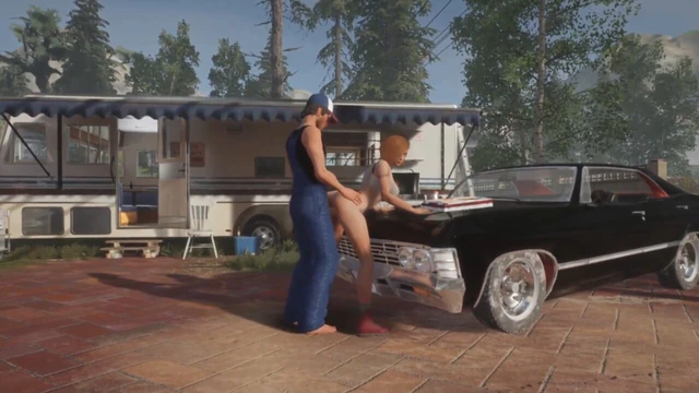 Trucker has sex on a Chevy Impala