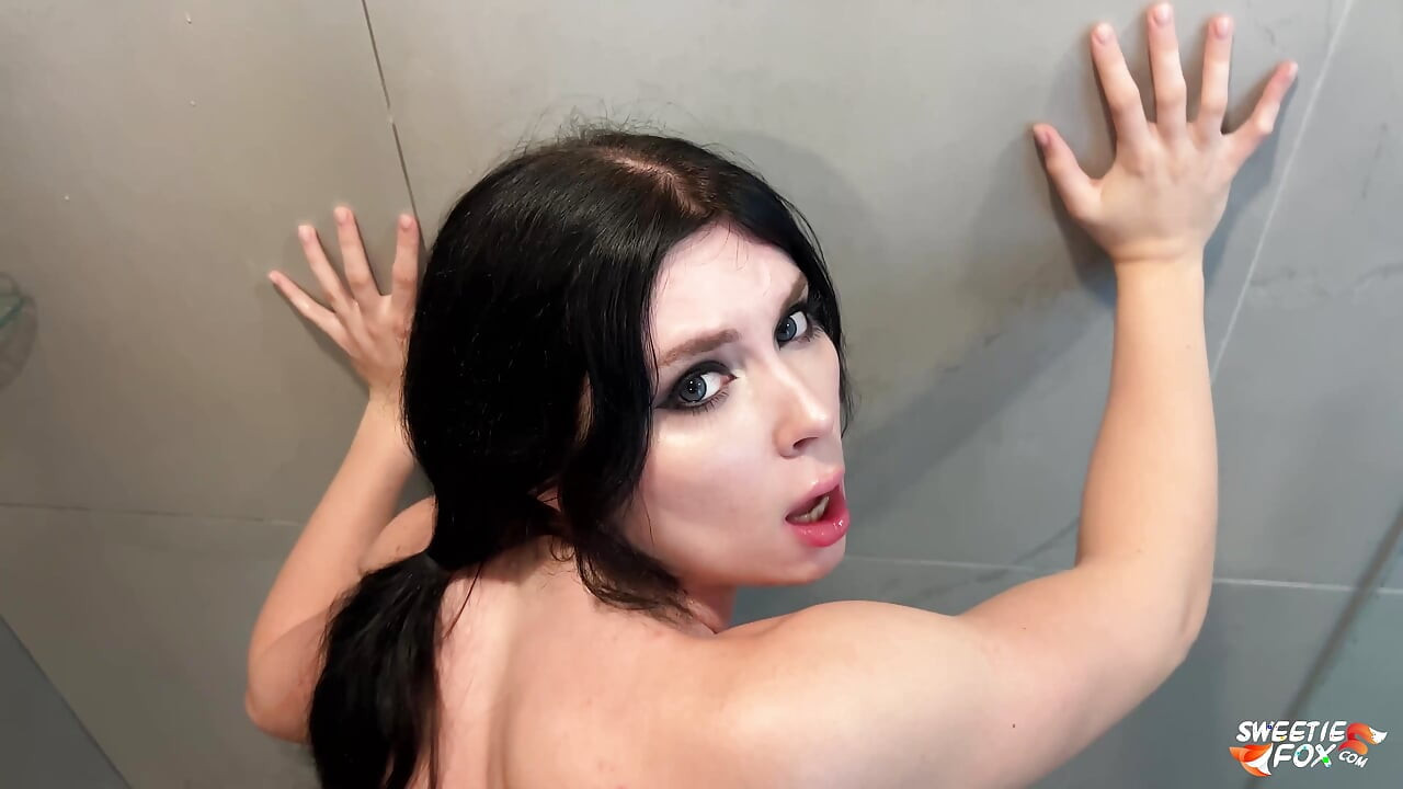 Hot Nymph Deepthroats Cock and Hard Doggy Fucks During Sucking Dildo in Shower