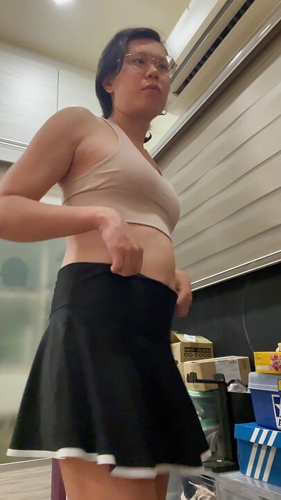 Swimskirt and sports bra hehehe