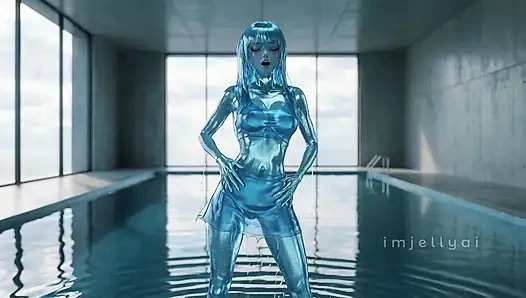 Aqua jelly drips lebih cepat - fantasi asmr di kolam renang