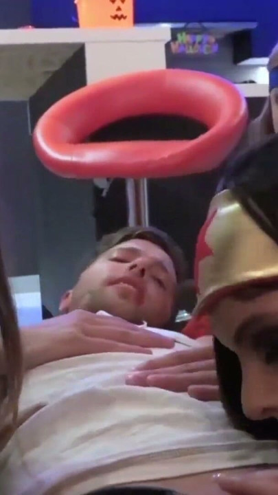 Raunchy babes in costumes pussy drilled on Halloween night | Clip 1