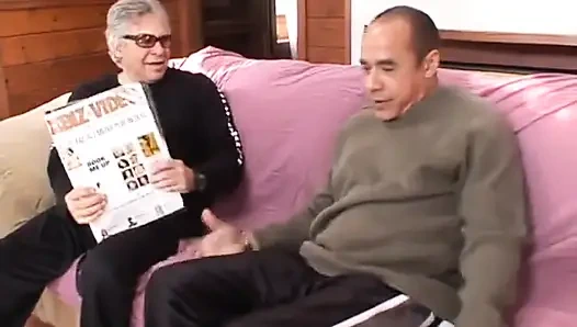 Horny babe in leather foot job and cock sucking