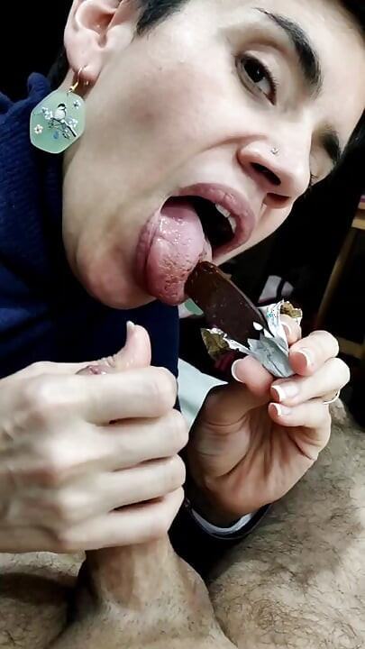 Quickie! Cum on Her Favorite Chocolate!