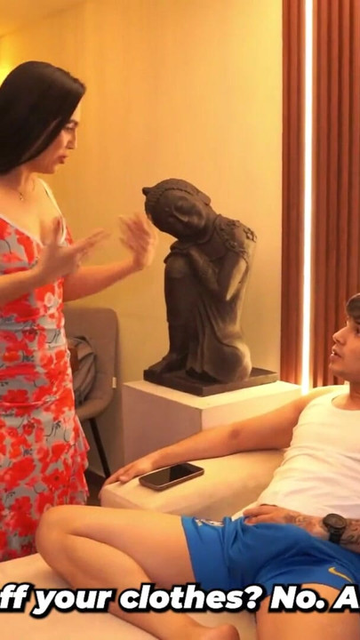 Stepson ends up with a very hard cock by mistake! But his big-assed stepmother gives him a hand | Clip 1