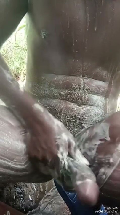 Soapy masturbation big black dick Cumming outside part 2 | Clip 1