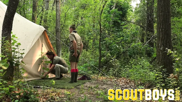 ScoutBoys Sexy twink Logan Cross seduced and barebacked by 2 DILFs