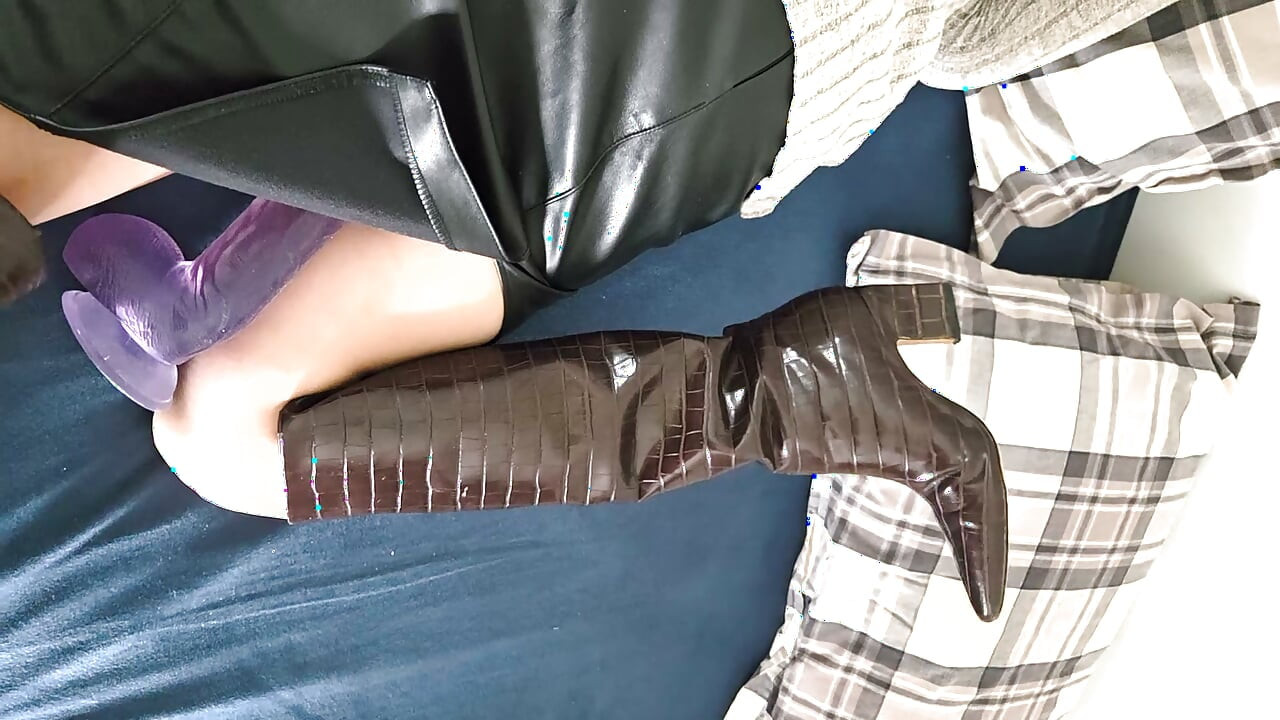 She caught me polishing her burgundy boots, size 36