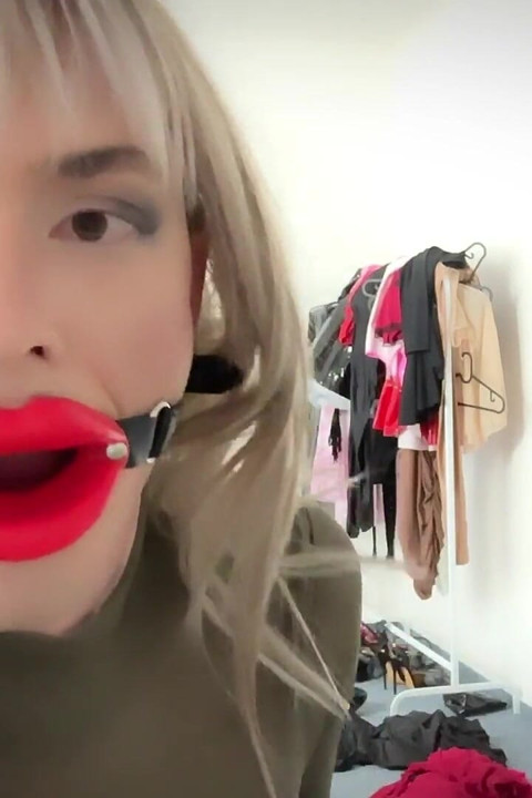 Gagged, Dressed and Sucking Hard