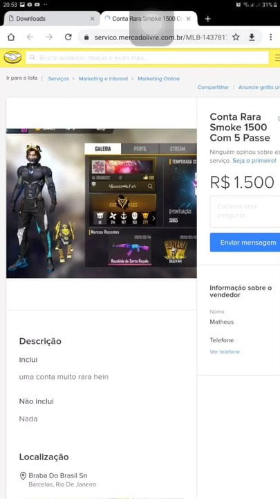 Conta do smoke 1500