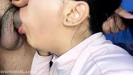 Cum on my stepsister's throat - dirty blowjob