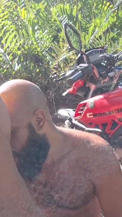 Stepfather Barbudo - the Deviation of the Motorcycle Courier Intense Sex in the Woods.
