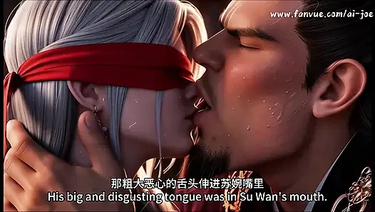 Cuckold Husband Watches Fat Bull Fuck His Blindfolded Red Concubine AI-generated