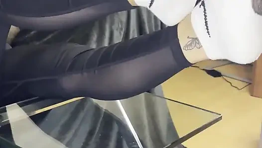 Dirty White Sneaker Worship - Smelly Socks in Face with Valeria Night (front View)
