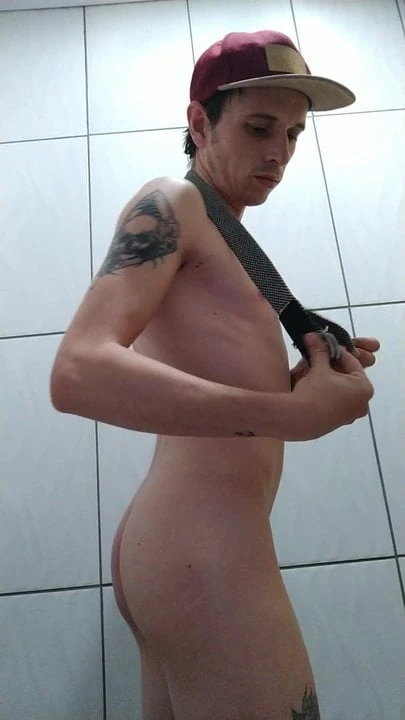 Twink boy getting naked at the gas station