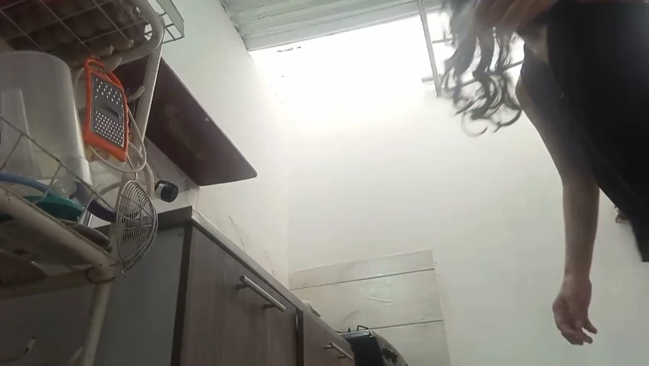 Asian Indonesian woman gets fucked by her best friend while making coffee