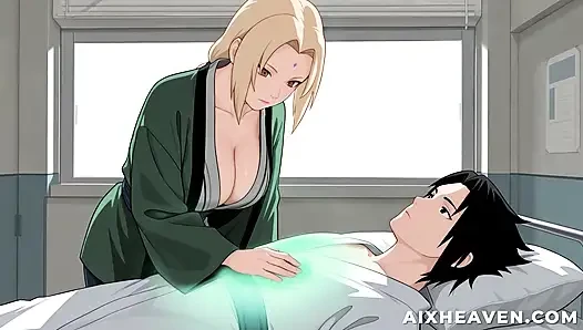 Lady tsunade membantu sasuke sembuh dengan footjob, vagina dan anal! Hentai Tanpa Sensor Naruto