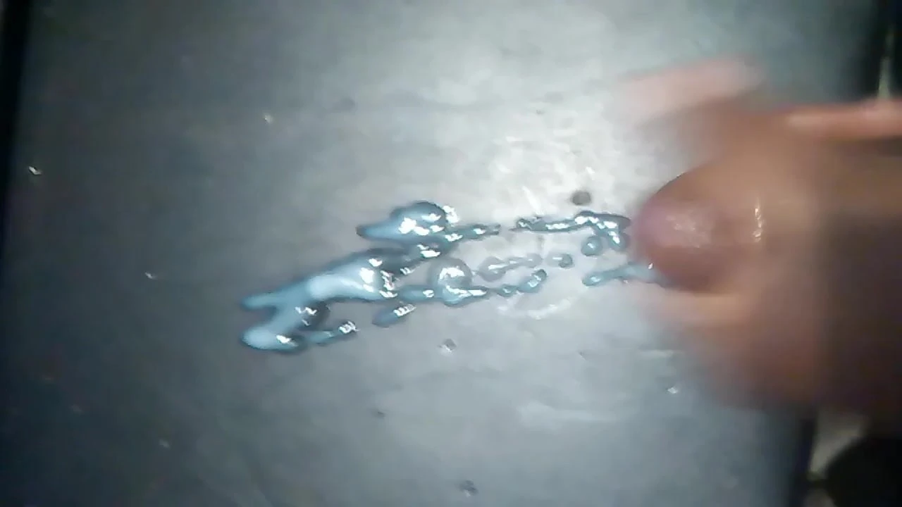 Cumshot on work desk