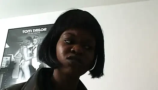 Hairy ebony teen sucks white cock