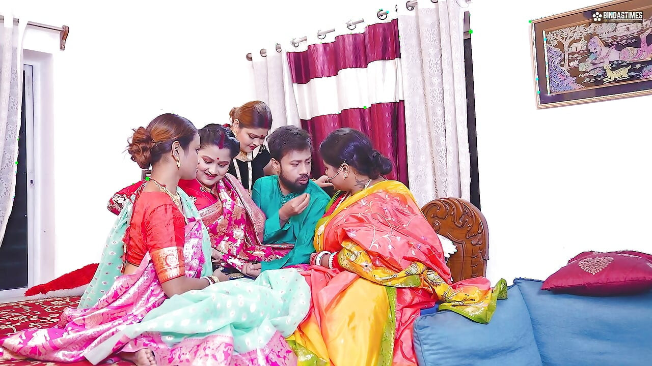 Desi Indian Thirki Husband fucks his all four wives at the same time and cumshot on face ( Hindi Audio )