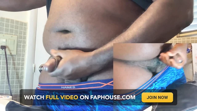 Black guy jerking off big load of cum while moaning