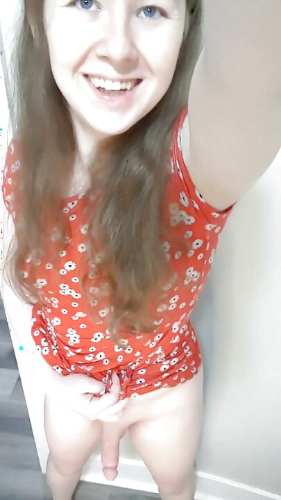 Real Gril Bounces on a Dildo in a Cute Dress