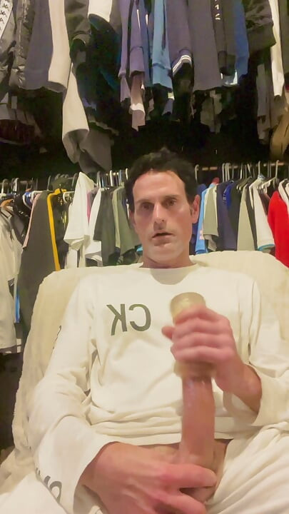 Mike stroking after hot shower