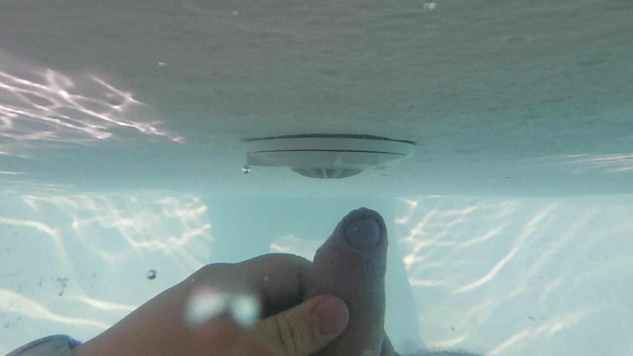 Water jet orgasm in pool