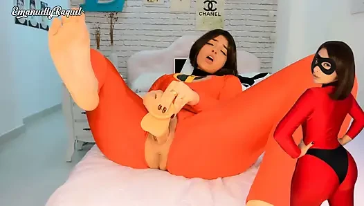 Elastigirl Cosplay Fucking Basah Vagina Dengan Dildo Dan Ejakulasi Banyak