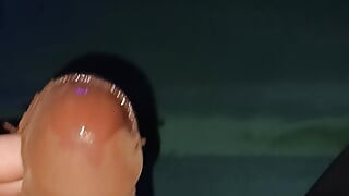 Orgasm with cumshot in high spandex tights