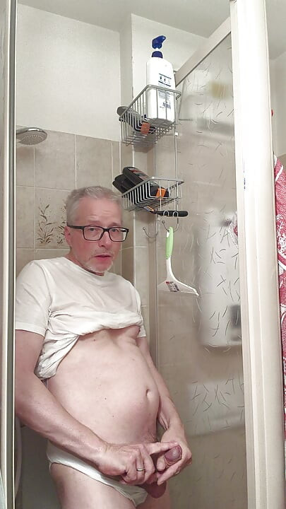 Wet T-shirt and Wet Underpants While Showering