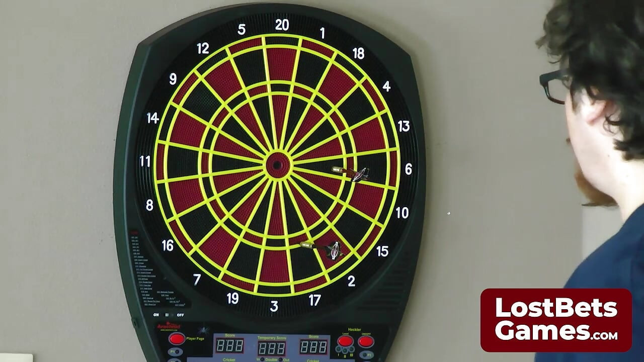 A Strip Darts game results in a blowjob and fucking