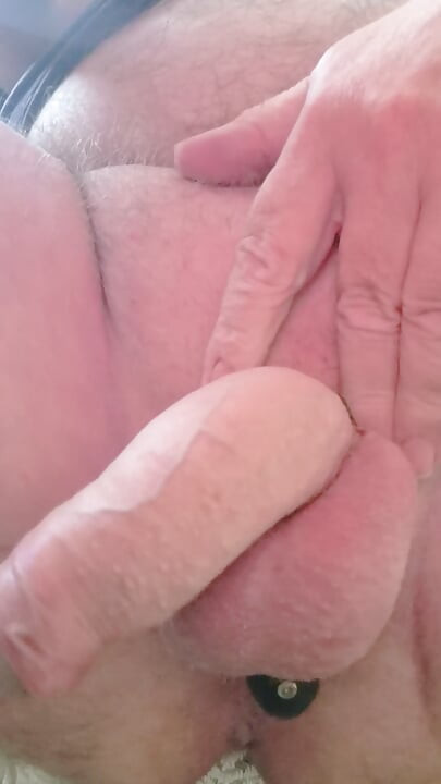 Grandpa Sits in Armchair and Plays with His Little Cock with a Vibrator Around His Little Cock