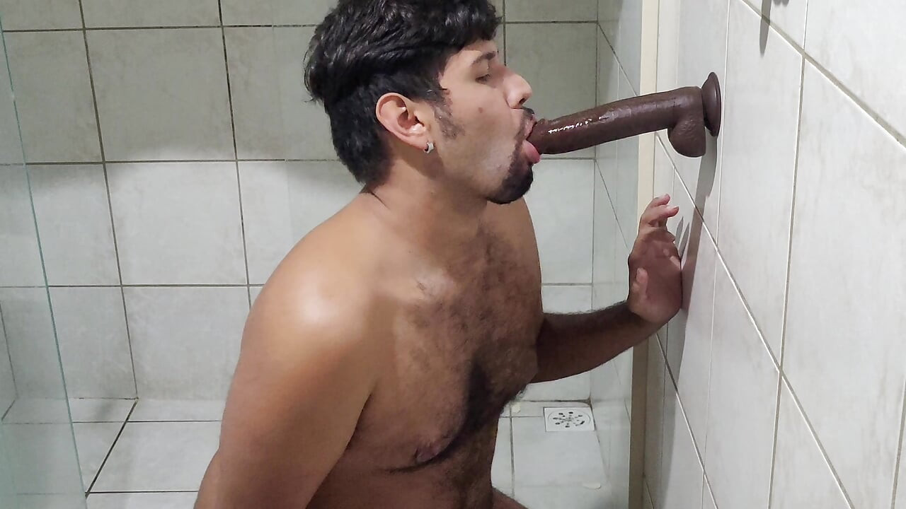 Trying the first dildo I got from a client - deep gagging & drooling mess