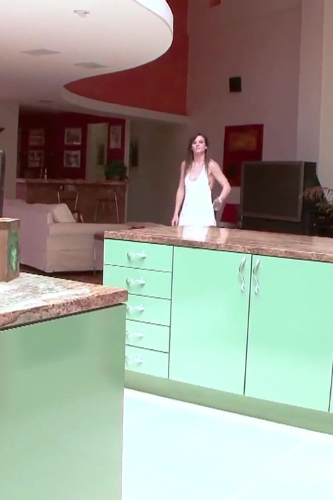 Callie Andersen & Delilah Davis, small titted teens in the kitchen, rimming and licking