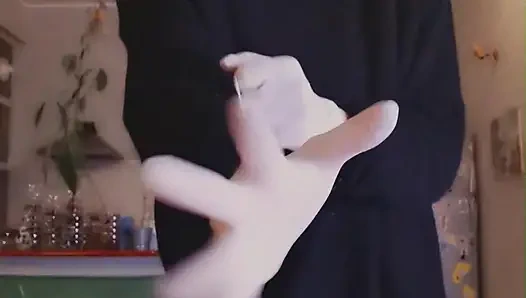 i'm hungry now eating salmon WHITE LATEX GLOVES GODDESSLOLLI