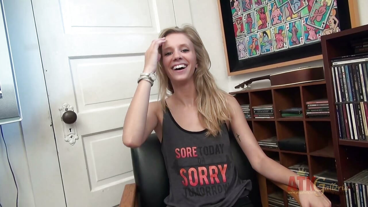 Rachel James Flat-Chested Skinny Blonde Answers Sex Questions Then Fingers to Orgasm