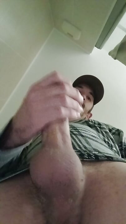 Young guy with his big penis cumming all over