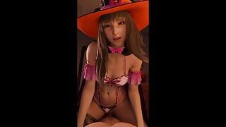 Halloween Kyrie montando - video porno hentai