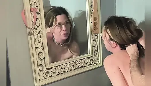 Fucked in front of her mirror she cums and swallows