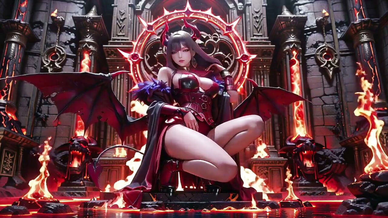 С фиолетовыми волосами Demon Queen! Запретный пир на Троне Магмы, красно-черные доспехи цепляются за обжигающую кожу!