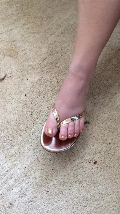 Gold toes and gold thong sandals