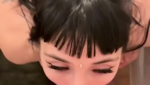 A delicious cumshot on her slut face